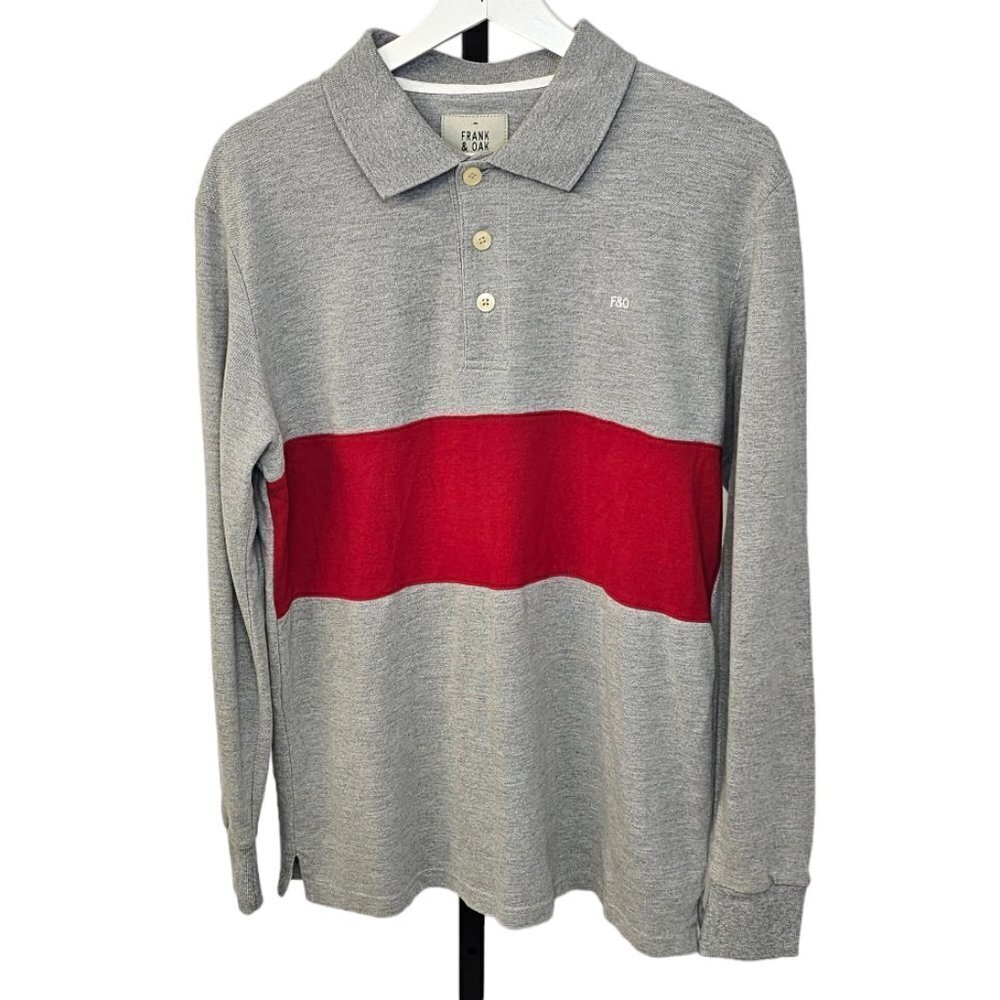 Frank & Oak Mens Long Sleeve Polo Shirt Size Medium Color Block